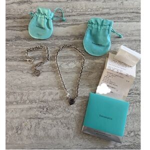 Authentic Tiffany & Co. Heart Toggle Necklace & Bracelet Set + Single Earring
